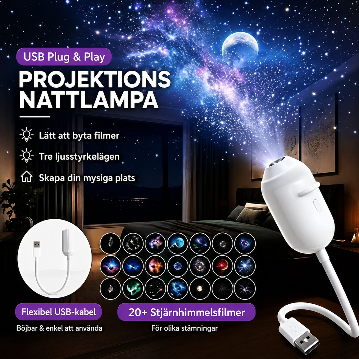 Lumoza projektor nattlampa